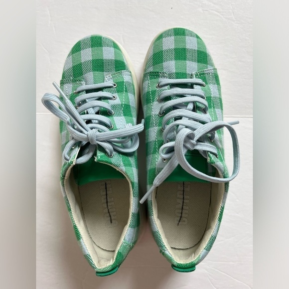 Camper Gingham Check Print Sneakers Size 37 Green Blue - Picture 6 of 9